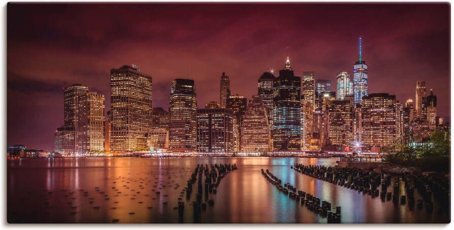 Artland Artprint New York City Impressie 's nachts als artprint van aluminium artprint voor buiten artprint op linnen in verschillende maten