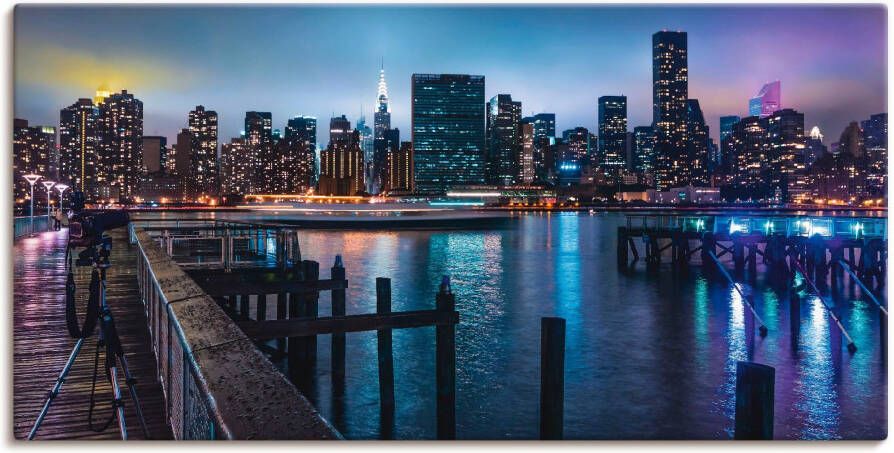 Artland Artprint New York Manhattan in de schemering als artprint op linnen poster in verschillende formaten maten