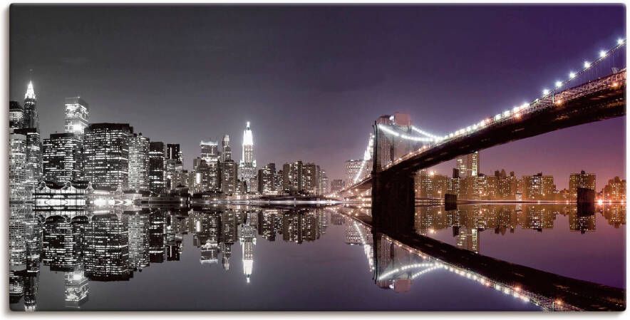 Artland Artprint New York skyline nachtelijke reflectie als artprint op linnen poster muursticker in verschillende maten