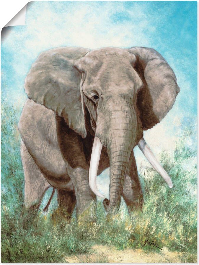 Artland Artprint Olifant als artprint van aluminium artprint voor buiten artprint op linnen poster in verschillende maten. maten - Foto 1