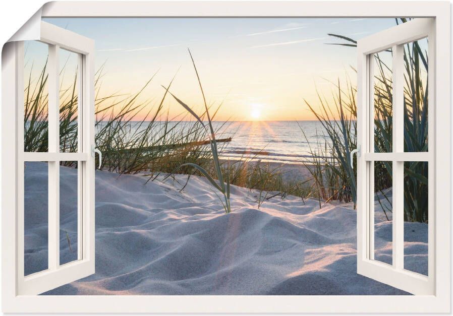 Artland Artprint Oostzeestrand door het raam als artprint van aluminium artprint voor buiten artprint op linnen poster muursticker