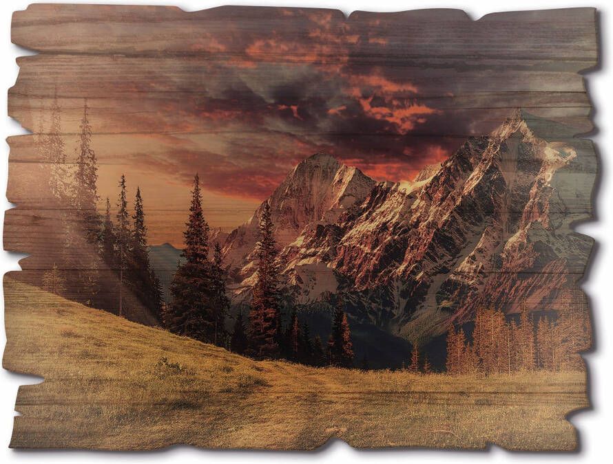 Artland Artprint op hout Alpien hoogland