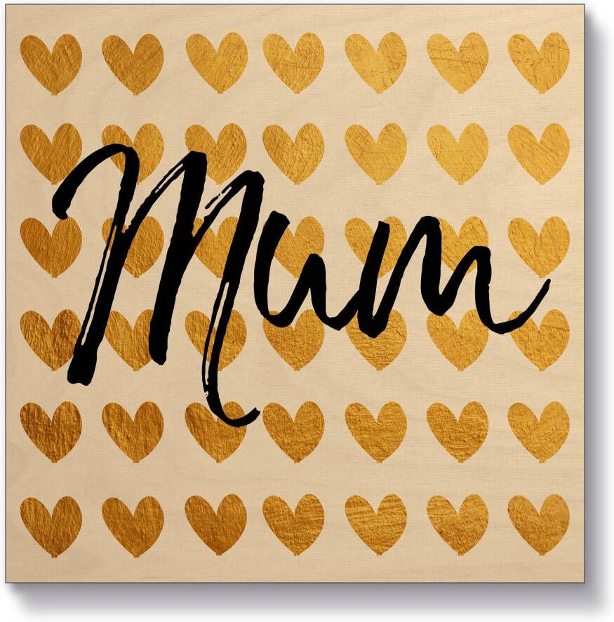 Artland Artprint op hout Gouden harten voor mama