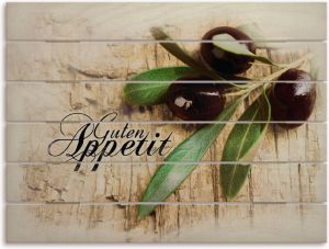 Artland Artprint op hout Olijven eet smakelijk
