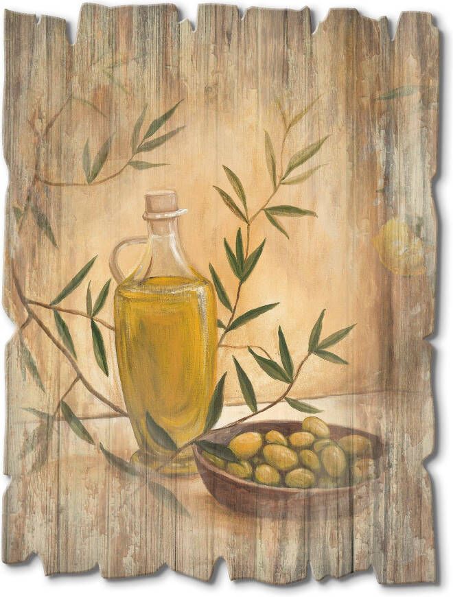 Artland Artprint op hout Olijven en citroenen