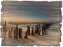 Artland Artprint op hout Zonsondergang strand golfbreker - Thumbnail 1