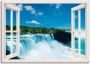 Artland Artprint op linnen Blik uit het venster Niagara - Thumbnail 1