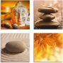 Artland Artprint op linnen Boeddha-standbeeld zen tuin massagestenen (4-delig) - Thumbnail 1