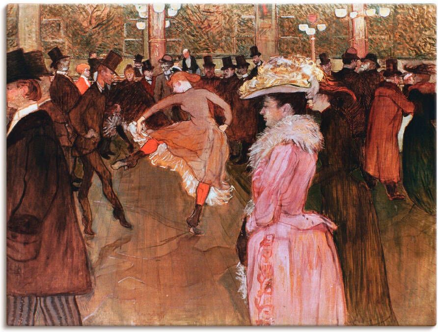 Artland Artprint op linnen De dans in Moulin Rouge 1890