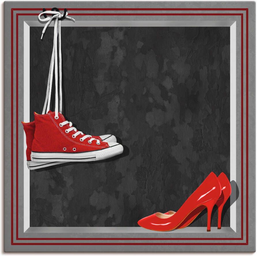 Artland Artprint op linnen De rode schoenen gespannen op een spieraam