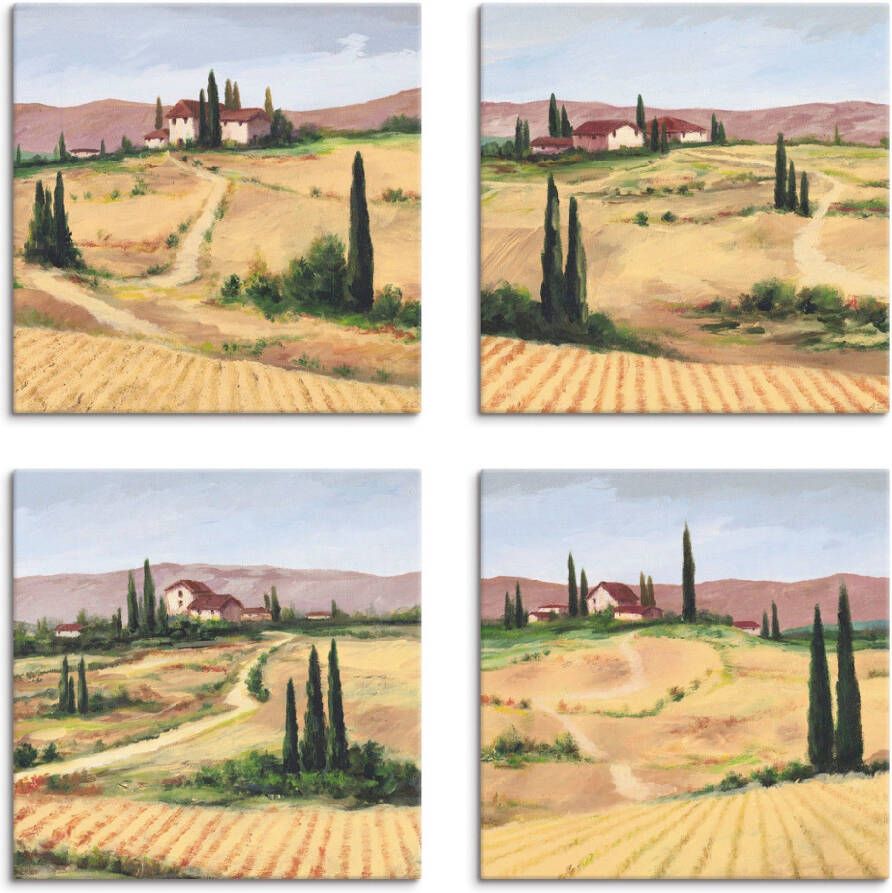 Artland Artprint op linnen De Toscaanse landschappen set van 4 verschillende maten (4-delig)