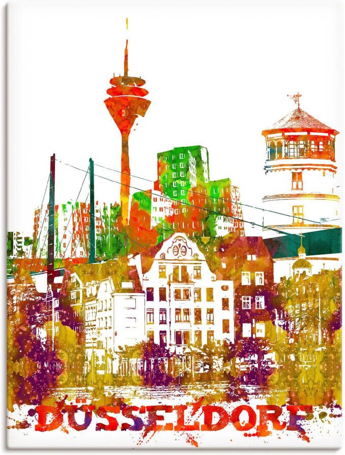 Artland Artprint op linnen Düsseldorf grafisch gespannen op een spieraam