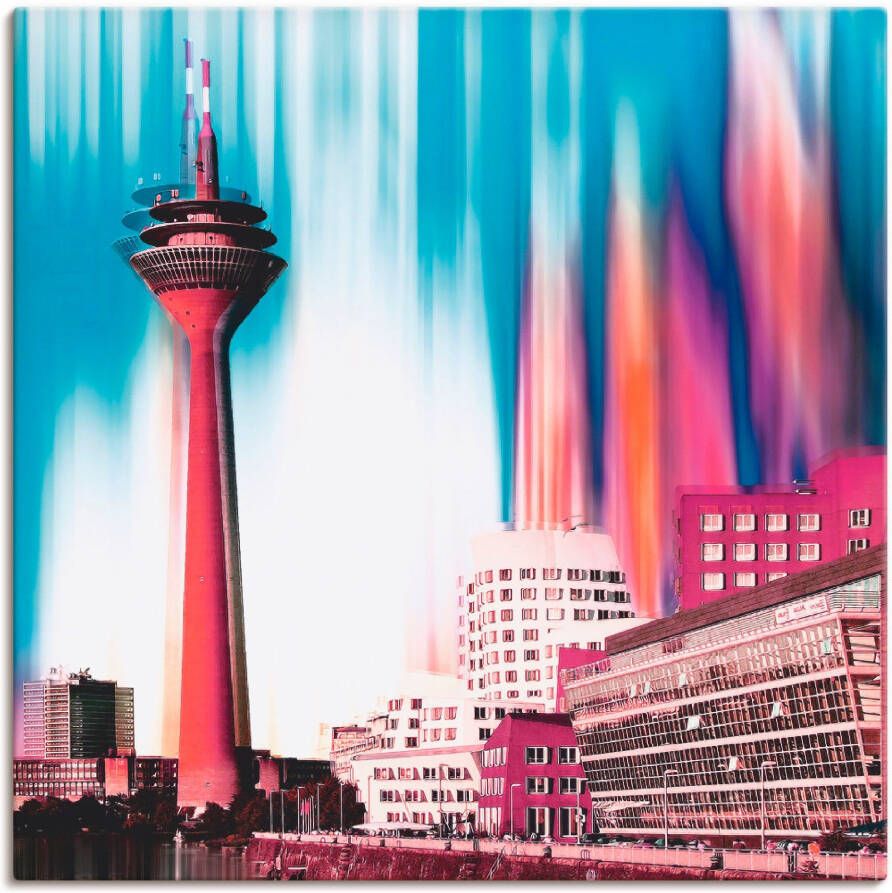 Artland Artprint op linnen Düsseldorf skyline collage I