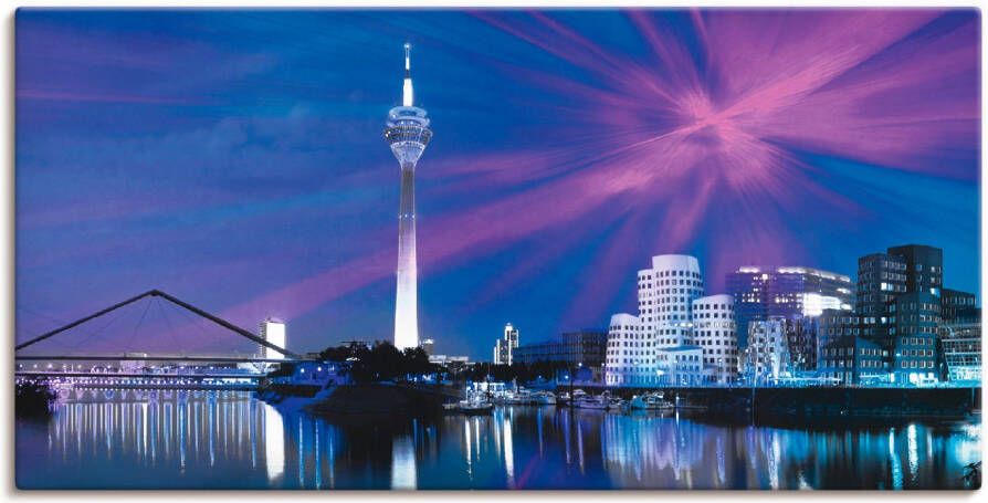 Artland Artprint op linnen Düsseldorf skyline IV gespannen op een spieraam