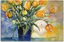 Artland Artprint op linnen Gele tulpen in zwarte vaas - Thumbnail 1