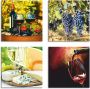 Artland Artprint op linnen Glazen met wijn druiven kaas (4-delig) - Thumbnail 1