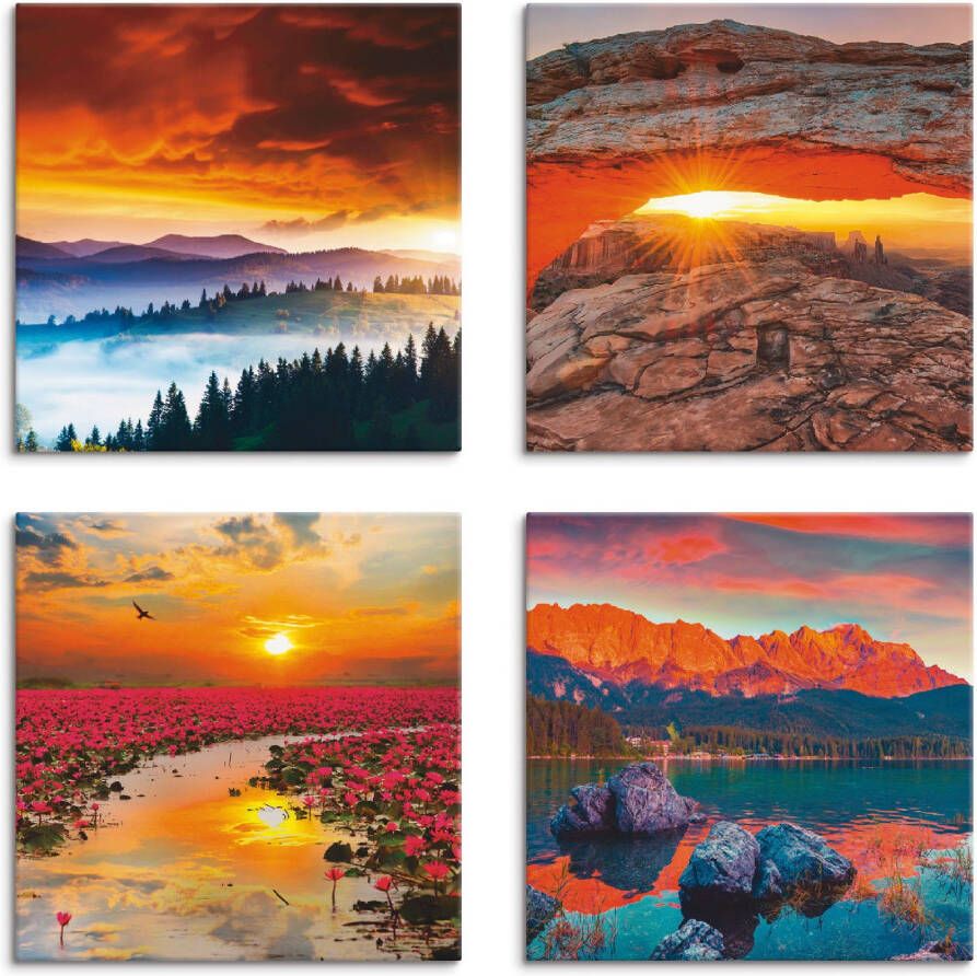 Artland Artprint op linnen Hemel Iconic Mesa Arch lotus zomer (4-delig)