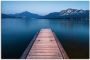 Artland Artprint op linnen Houten steiger met het oog op de Mondsee - Thumbnail 1