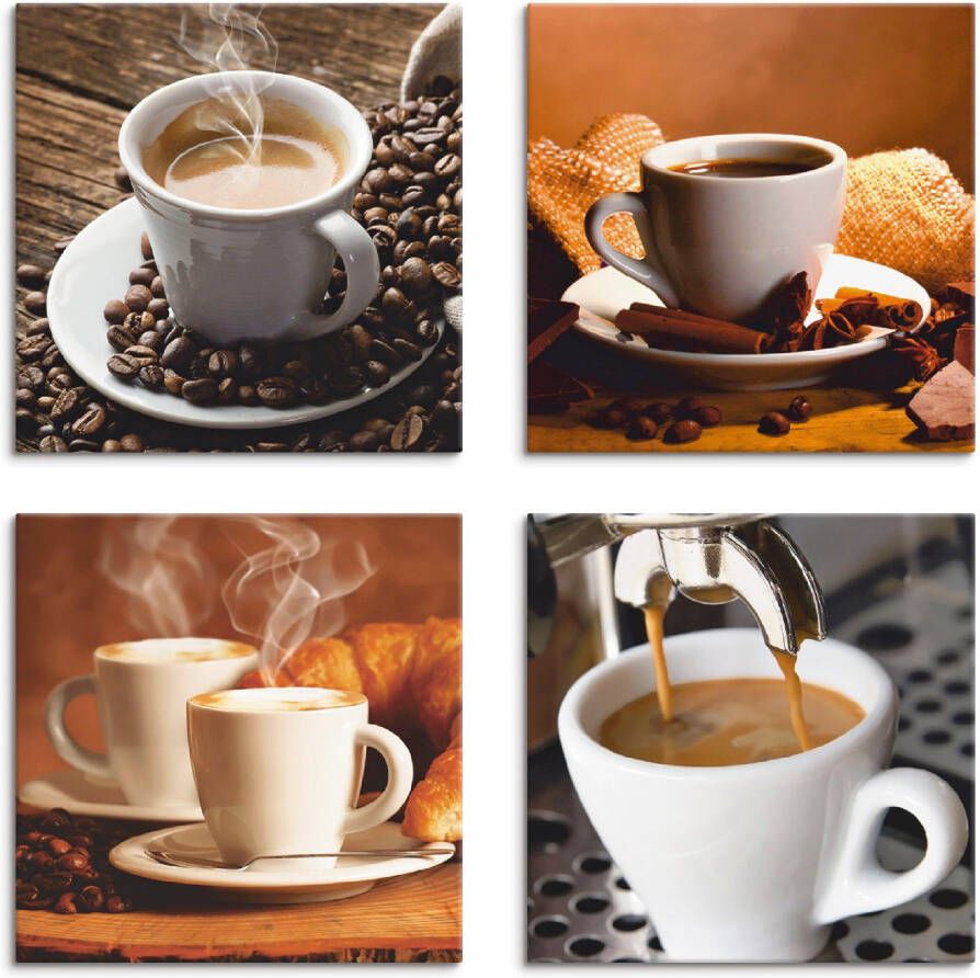 Artland Artprint op linnen Koffie beelden set van 4 verschillende maten (4-delig)