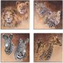 Artland Artprint op linnen Leeuwen luipaarden zebra giraffen (4-delig) - Thumbnail 1
