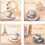 Artland Artprint op linnen Mokka cappuccino café au lait espresso (4-delig) - Thumbnail 1