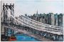 Artland Artprint op linnen New York Brooklyn Bridge gespannen op een spieraam - Thumbnail 1