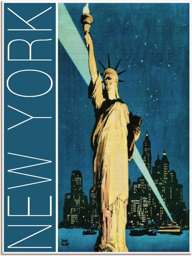 Artland Artprint op linnen New York vintage reisaffiche