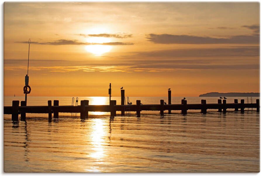 Artland Artprint op linnen Ochtend idylle aan het Oostzeestrand