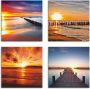 Artland Artprint op linnen Oostzee Strand zon zonsondergang (4-delig) - Thumbnail 1