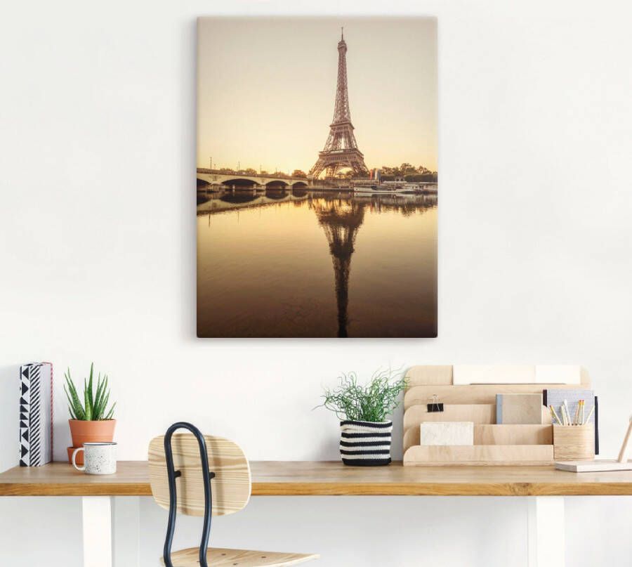 Artland Artprint op linnen Parijs Eiffeltoren V gespannen op een spieraam