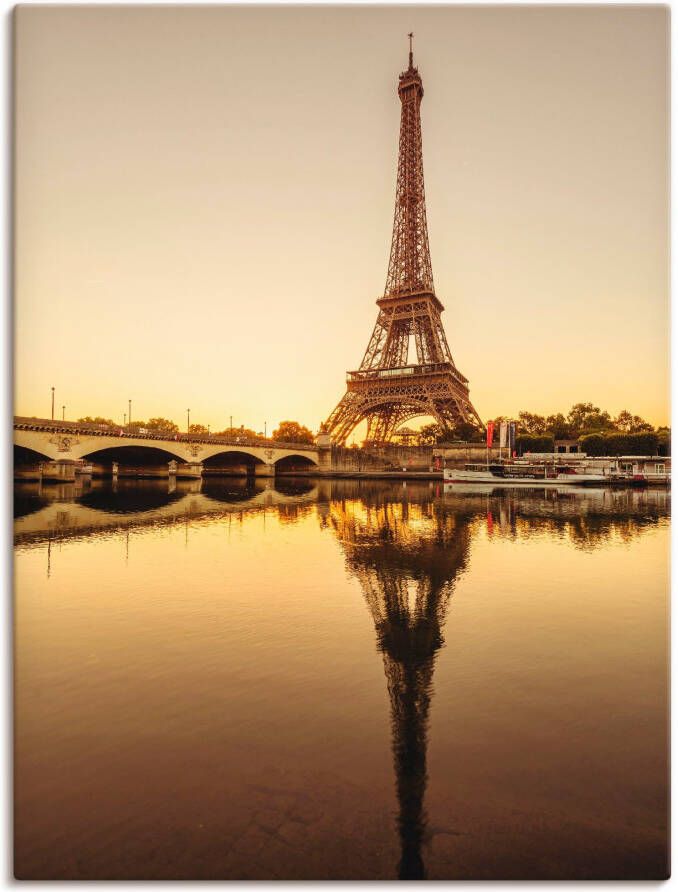 Artland Artprint op linnen Parijs Eiffeltoren V gespannen op een spieraam