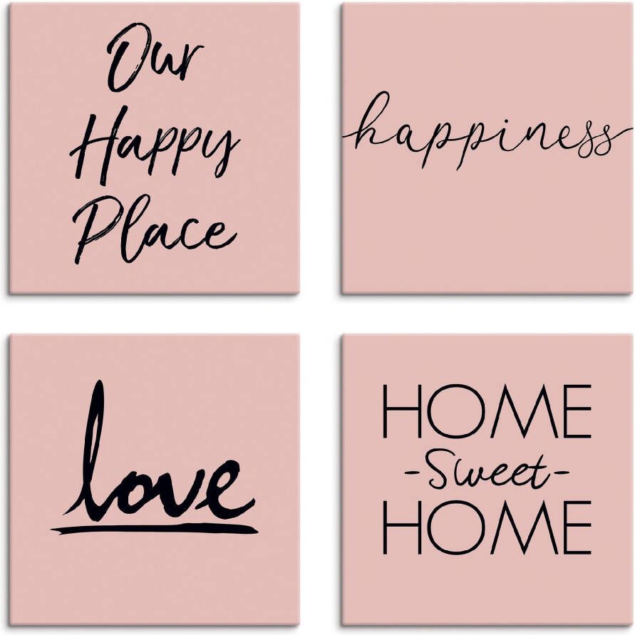 Artland Artprint op linnen Plaats geluk liefde Home sweet Home (4-delig)