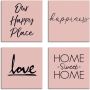 Artland Artprint op linnen Plaats geluk liefde Home sweet Home (4-delig) - Thumbnail 1