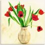 Artland Artprint op linnen Rode tulpen gespannen op een spieraam - Thumbnail 1