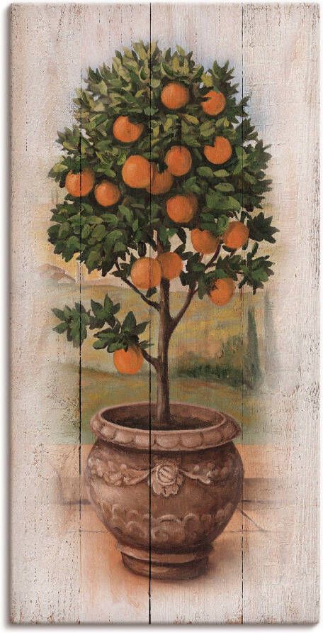 Artland Artprint op linnen Sinaasappelboompje met hout-look