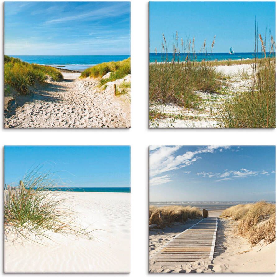 Artland Artprint op linnen Strand en duinen set van 4 verschillende maten (4-delig)