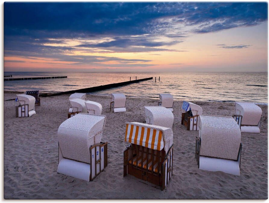 Artland Artprint op linnen Strandstoelen aan de Oostzee