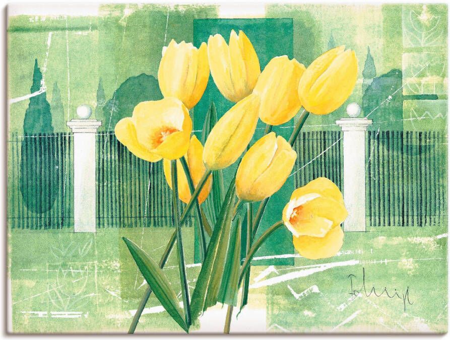 Artland Artprint op linnen Tulpen in kasteelpark gespannen op een spieraam