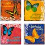 Artland Artprint op linnen Vlinders multicolour set van 4 verschillende maten (4-delig) - Thumbnail 1