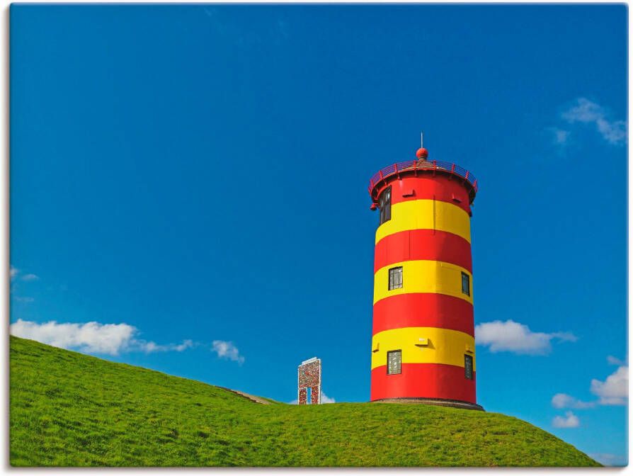 Artland Artprint op linnen Vuurtoren van Pilsum gespannen op een spieraam