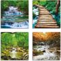 Artland Artprint op linnen Waterval herfstbos rivier Smolny (4-delig) - Thumbnail 1