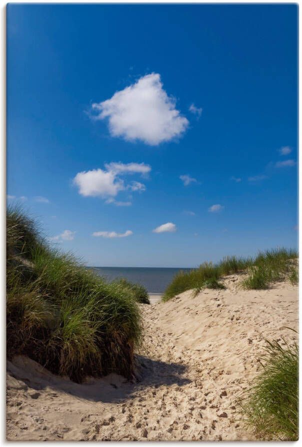 Artland Artprint op linnen Weg naar het strand gespannen op een spieraam