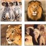 Artland Artprint op linnen Zebra's Leeuw Sneeuwluipaard Olifanten (4-delig) - Thumbnail 1