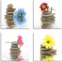 Artland Artprint op linnen Zen therapie-stenen met bloemen (4-delig) - Thumbnail 1