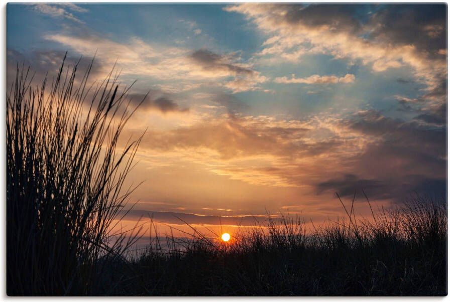 Artland Artprint op linnen Zonsondergang aan de kust Oostzee