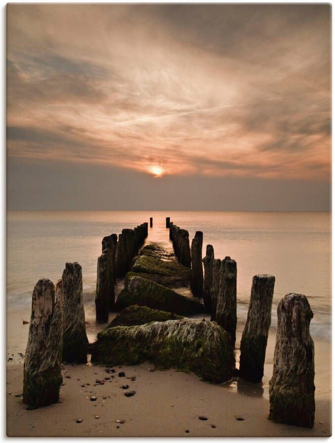 Artland Artprint op linnen Zonsondergang aan de Oostzee