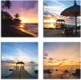 Artland Artprint op linnen Zonsondergang aan het strand set van 4 verschillende maten (4-delig) - Thumbnail 1