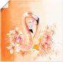 Artland Artprint Oranje flamingo In Love- illustratie als artprint op linnen poster in verschillende formaten maten - Thumbnail 1