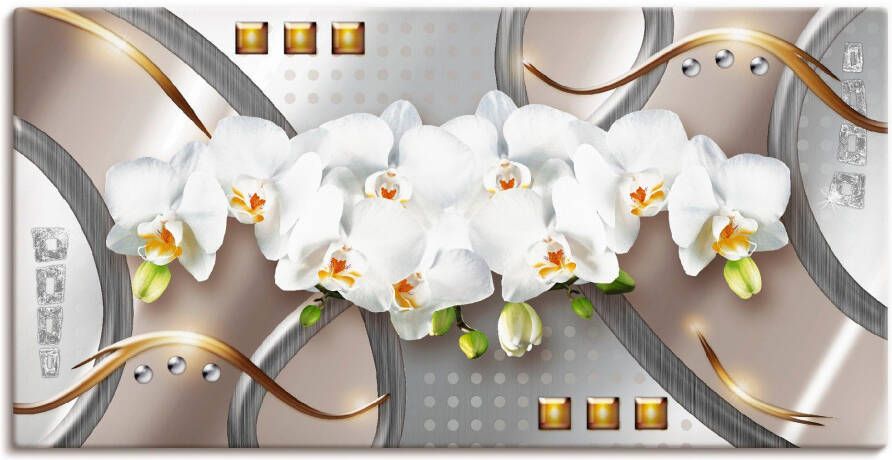 Artland Artprint Orchideeën met elementen als artprint op linnen poster in verschillende formaten maten - Foto 1