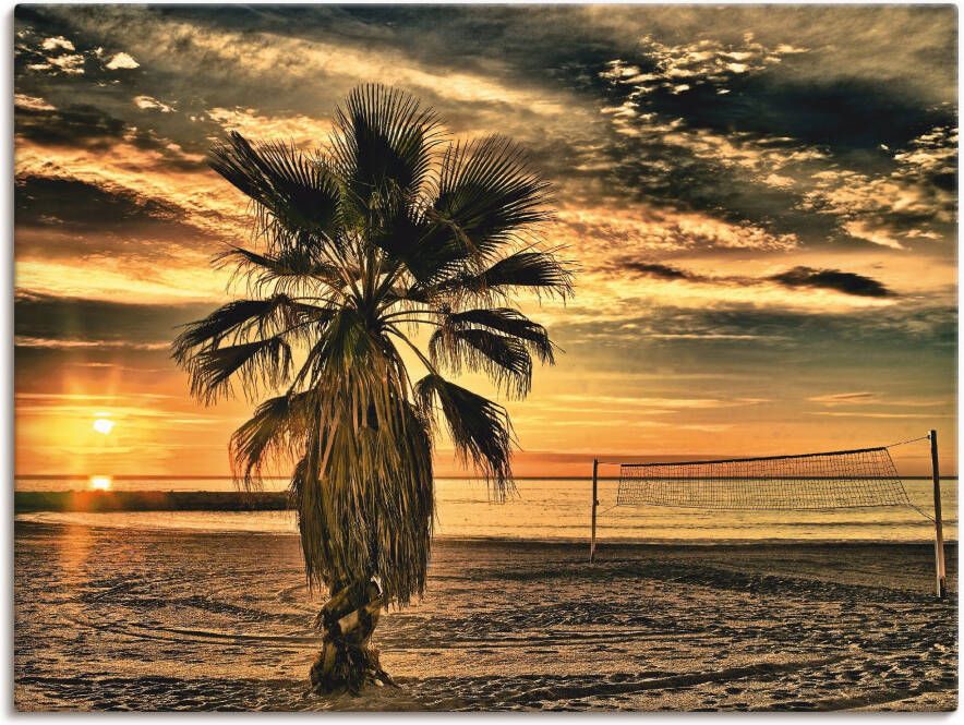 Artland Artprint Palm bij zonsondergang als artprint op linnen poster in verschillende formaten maten - Foto 1